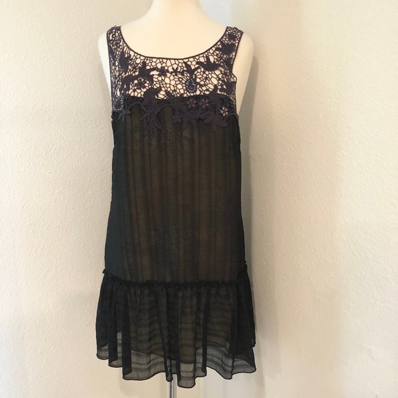 Free People Dresses & Skirts - Free People Drop Waist Sheer Crocheted Dress